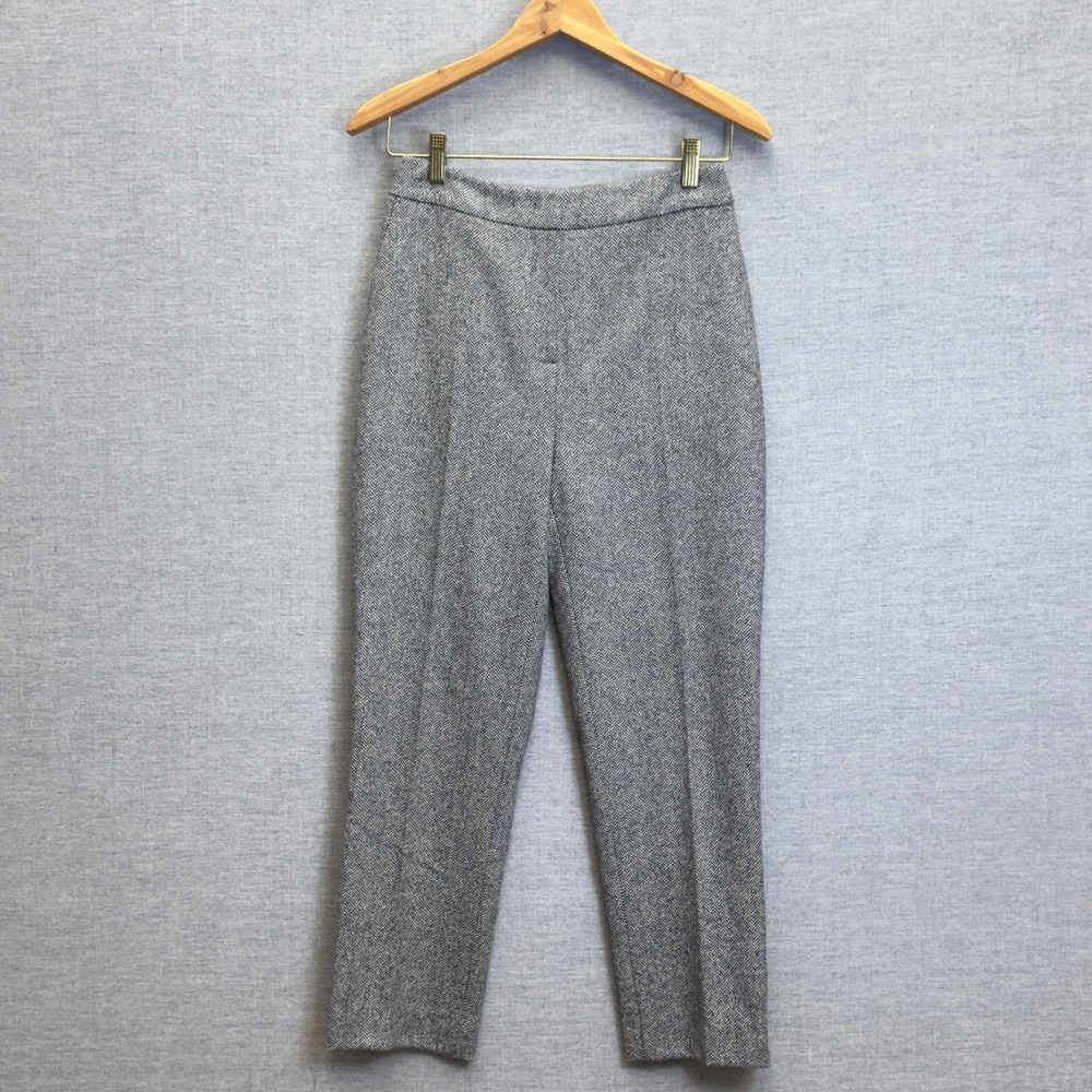 L.K. Bennett London Tweed Wool Pants‎ Herringbone Gray Career Trousers Size 2